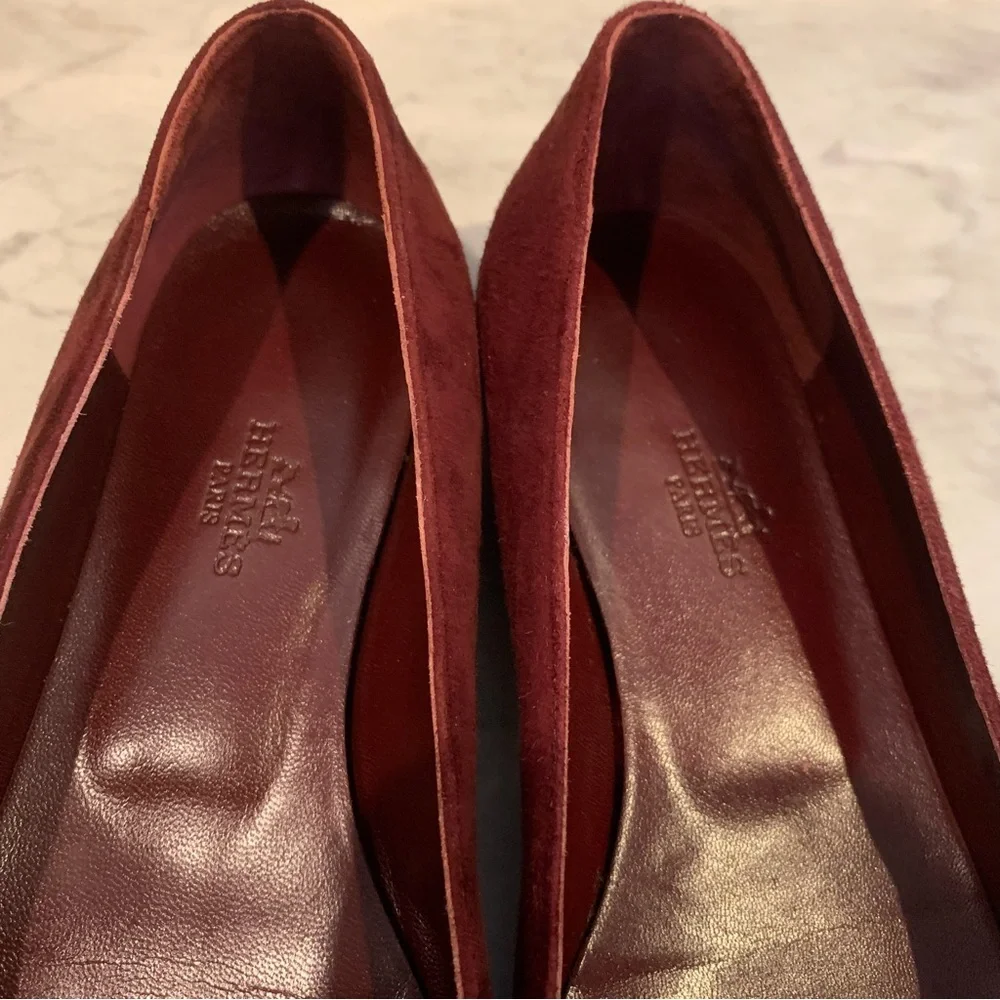 🔥 Last Chance 💯 AUTH HERMES Suede Nice H Logo Flats - Picture 4 of 7